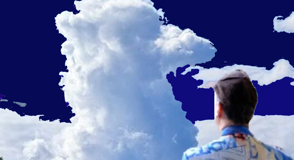 Cloudurjan. Das ist eine Wolkenfigur, spontan in Eberbach am Neckar über dem Odenwald von Bojan Basson fotografiert. Sept 2024.