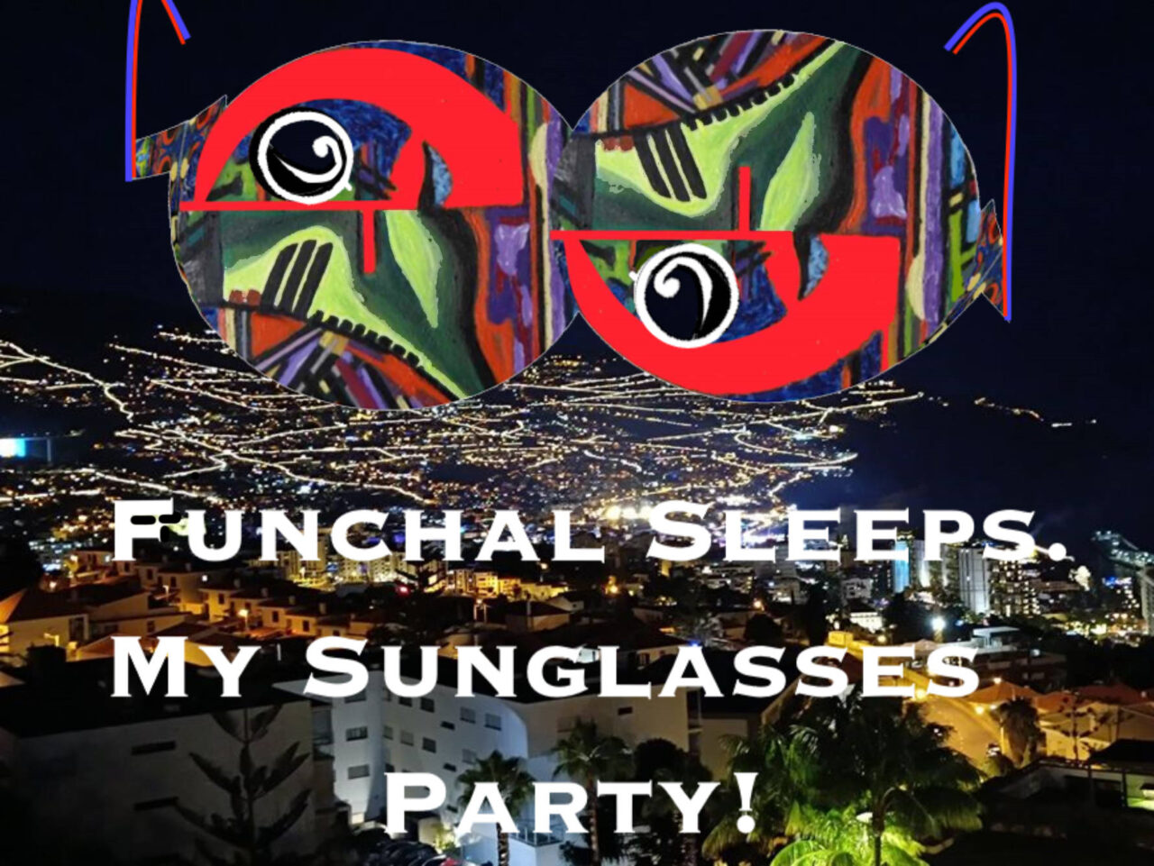 Funchal bei Nacht. Brillengesicht von Bojan Basson 