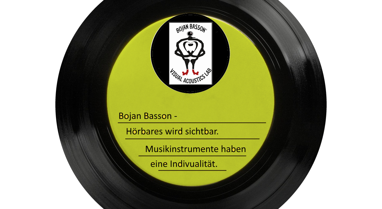 Vinylplatte mit Logo Werktitel, Werktext von Bojan Basson